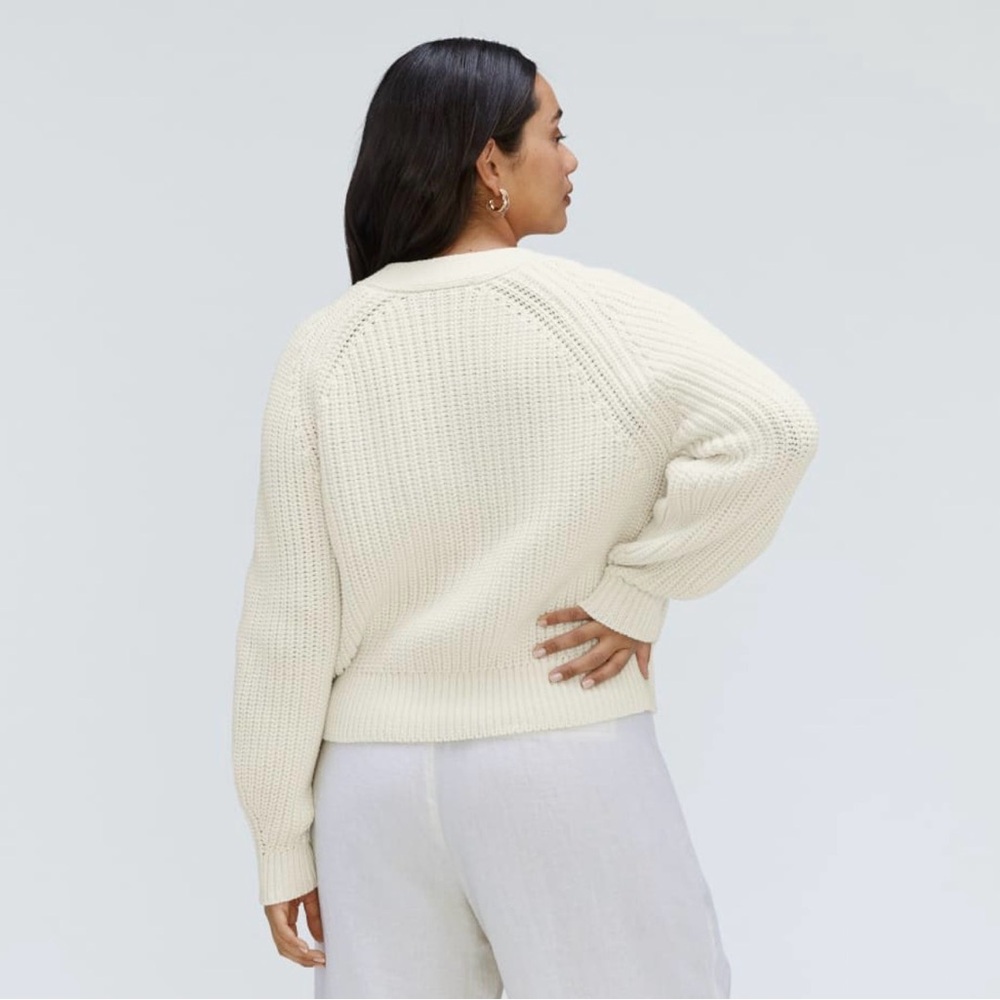 Everlane The Texture Cotton Cardigan Ivory Women’s Size M Cotton Blend button up - Picture 3 of 16